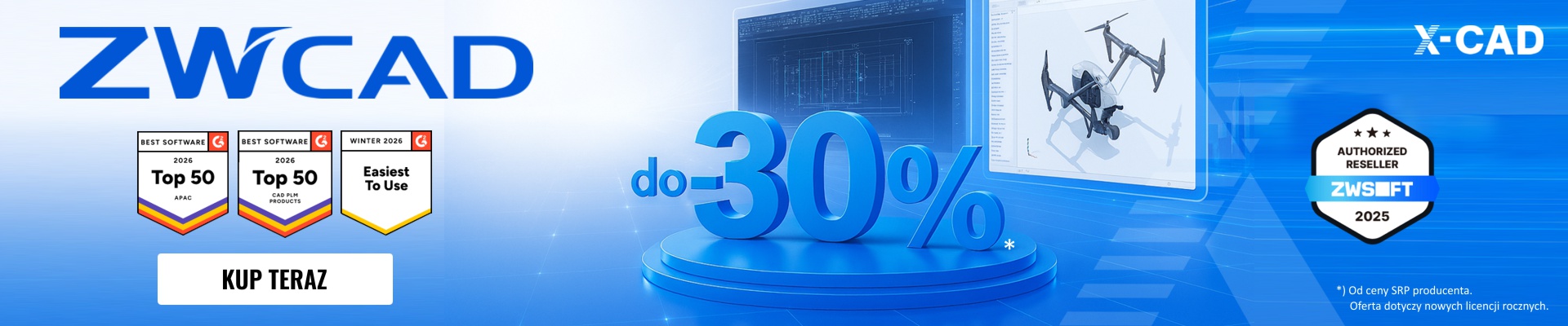 PROMOCJA ZWCAD 2026 licencja roczna do -30% taniej! PROMOCJA ZWCAD 2026 licencja roczna do -30% taniej!