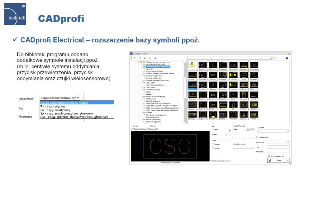 CADprofi Electrical - rozszerzenie bazy symboli ppoż.