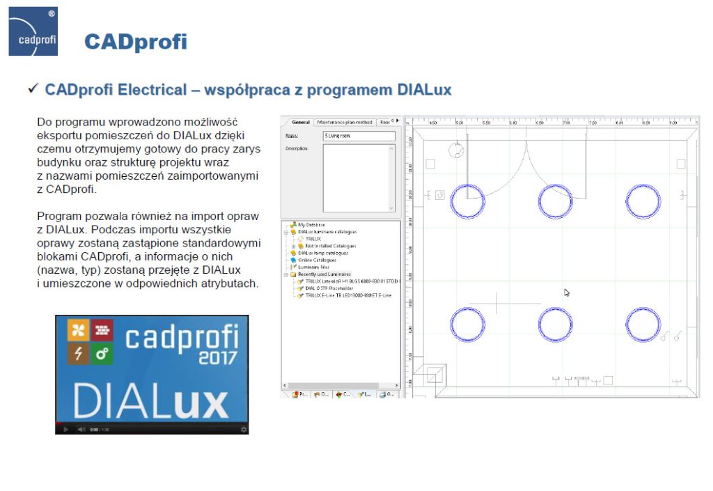 CADprofi Electrical - współpraca z programem DIALux