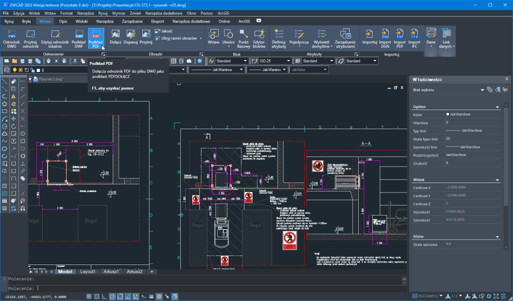 ZWCAD - Podłączanie plików pdf