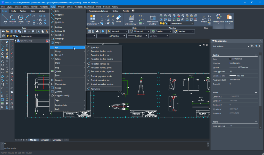 ZWCAD - Rysowanie łuków